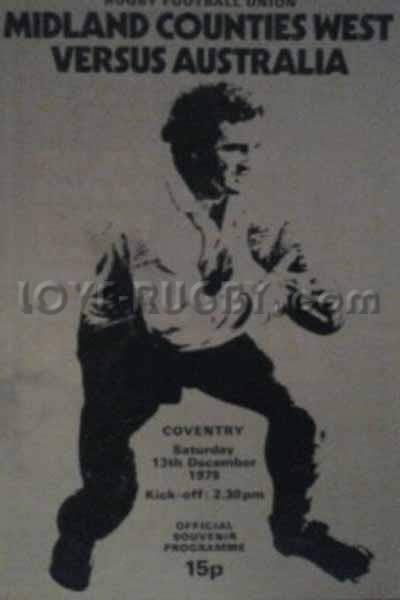 1975 West Midlands (Eng) v Australia  Rugby Programme